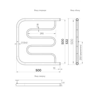 Полотенцесушитель водяной Indigo Фокстрот Standart FSW50-50BR 50x50 см чёрный муар
